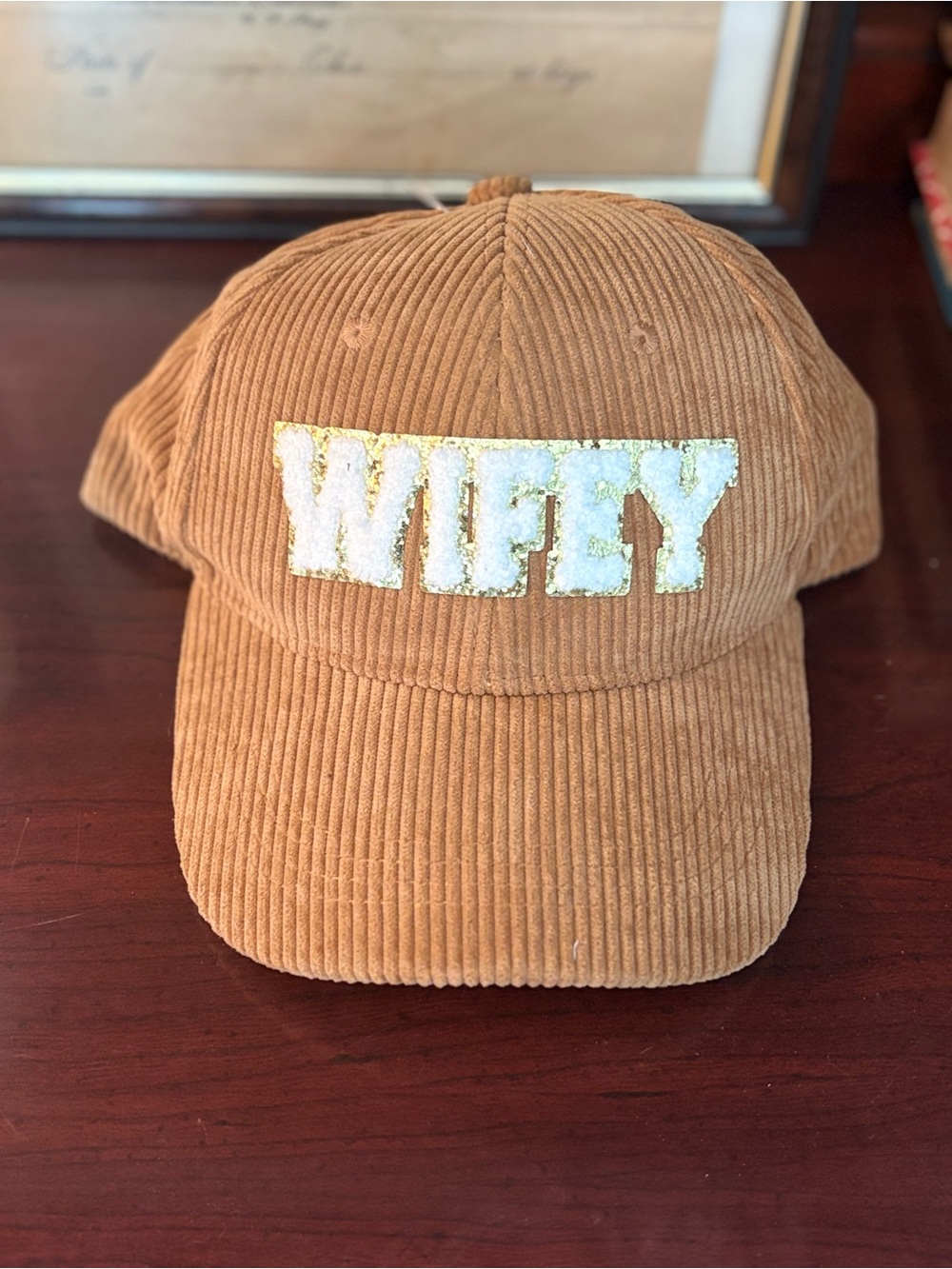 Wifey Corduroy Baseball Cap - Tan